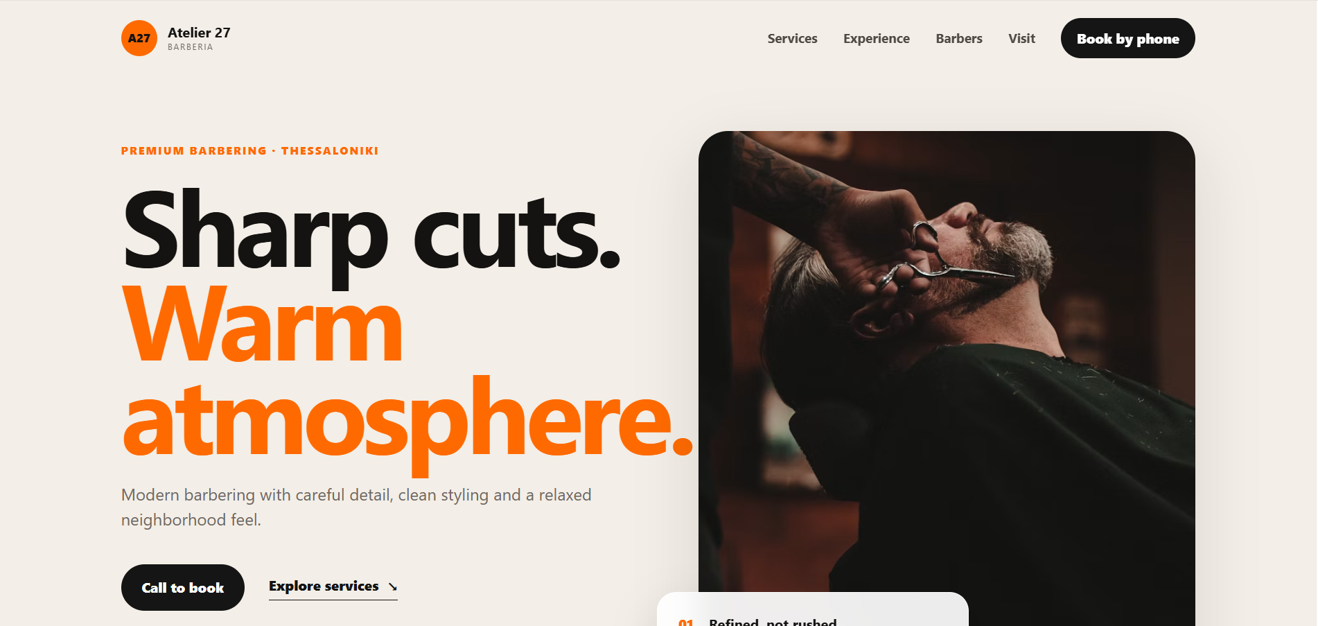 Website preview για το Atelier 27 Barber