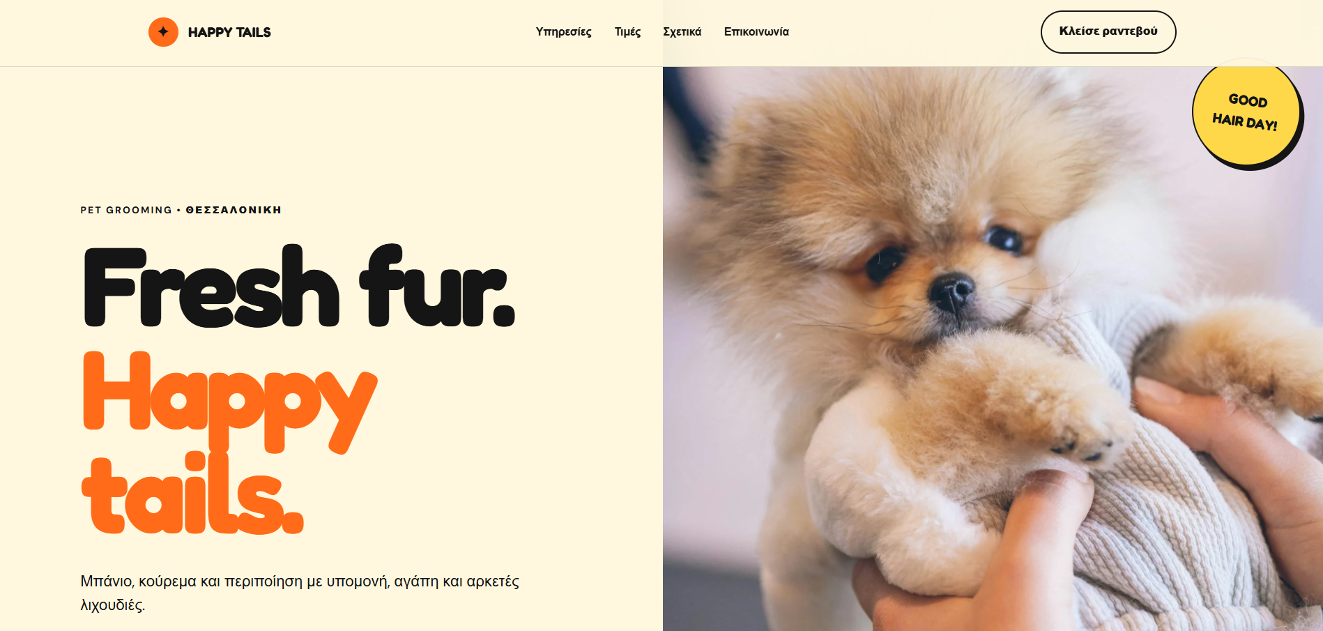 Website preview για το Happy Tails Grooming